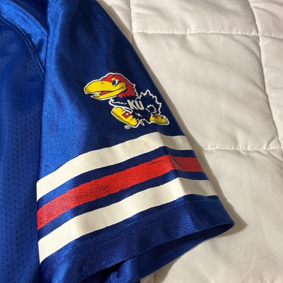 Starter Blue Kansas Jayhawks KU Football Jersey L-14/16 - Picture 6 of 11